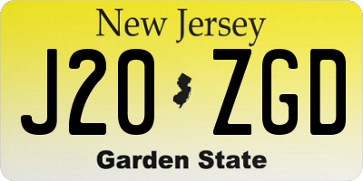NJ license plate J20ZGD