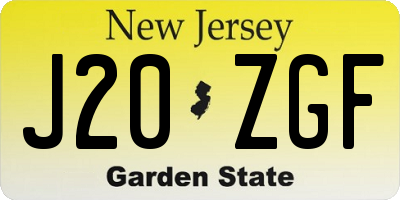 NJ license plate J20ZGF