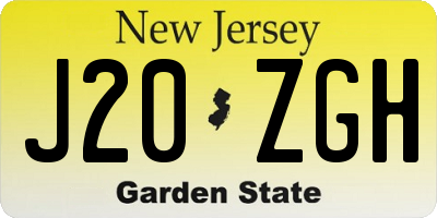 NJ license plate J20ZGH
