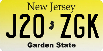 NJ license plate J20ZGK