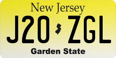 NJ license plate J20ZGL