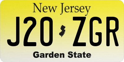 NJ license plate J20ZGR