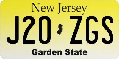 NJ license plate J20ZGS