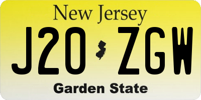 NJ license plate J20ZGW