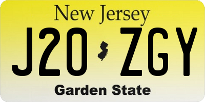 NJ license plate J20ZGY