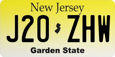 NJ license plate J20ZHW