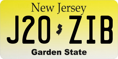 NJ license plate J20ZIB
