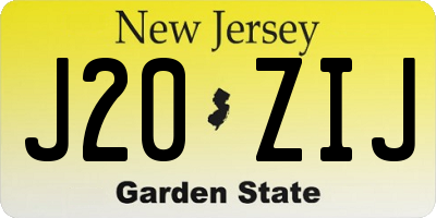 NJ license plate J20ZIJ