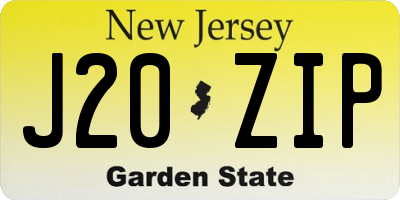 NJ license plate J20ZIP