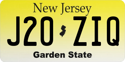 NJ license plate J20ZIQ