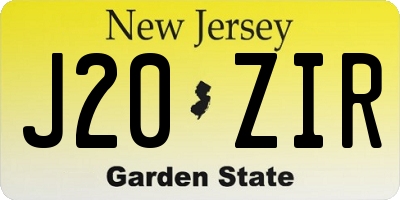 NJ license plate J20ZIR