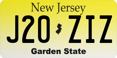 NJ license plate J20ZIZ