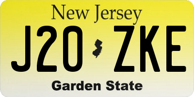 NJ license plate J20ZKE