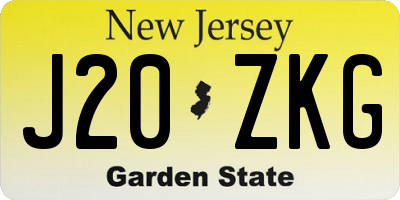 NJ license plate J20ZKG