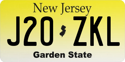 NJ license plate J20ZKL