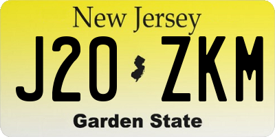 NJ license plate J20ZKM