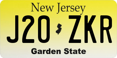 NJ license plate J20ZKR