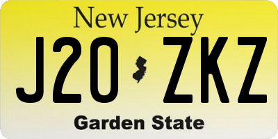 NJ license plate J20ZKZ