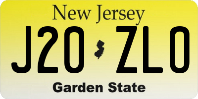 NJ license plate J20ZLO