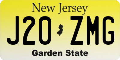 NJ license plate J20ZMG
