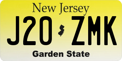 NJ license plate J20ZMK