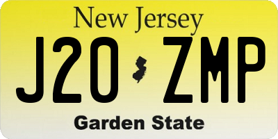 NJ license plate J20ZMP