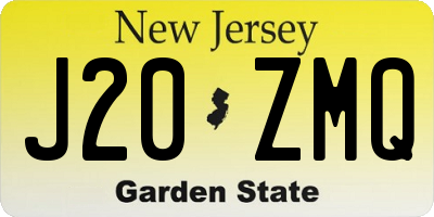 NJ license plate J20ZMQ