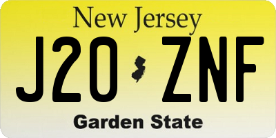 NJ license plate J20ZNF