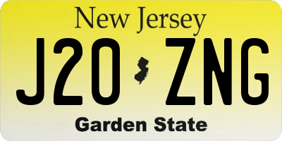 NJ license plate J20ZNG