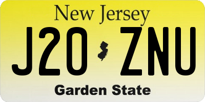 NJ license plate J20ZNU