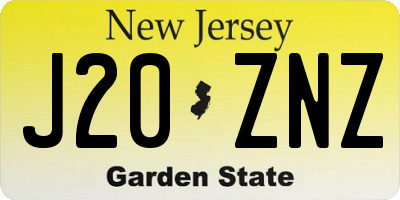 NJ license plate J20ZNZ