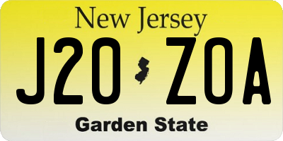 NJ license plate J20ZOA