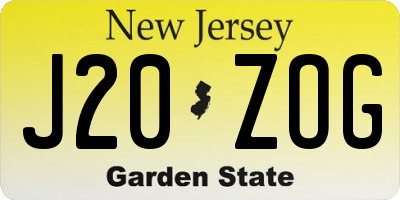 NJ license plate J20ZOG
