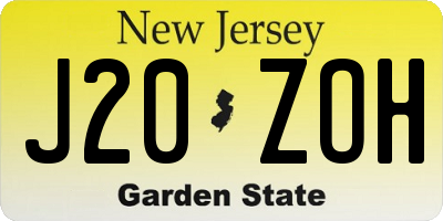 NJ license plate J20ZOH