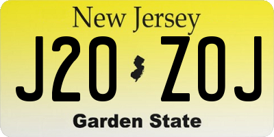 NJ license plate J20ZOJ