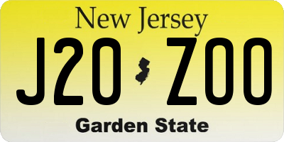NJ license plate J20ZOO
