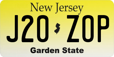 NJ license plate J20ZOP