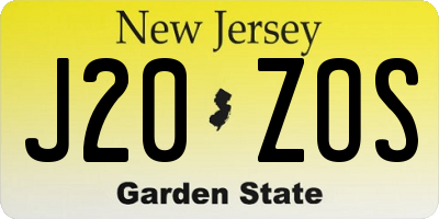 NJ license plate J20ZOS