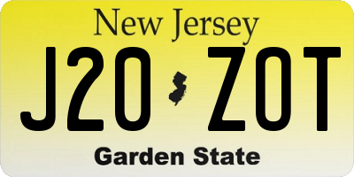 NJ license plate J20ZOT