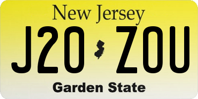 NJ license plate J20ZOU