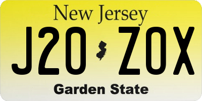 NJ license plate J20ZOX