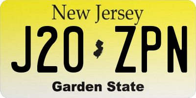 NJ license plate J20ZPN