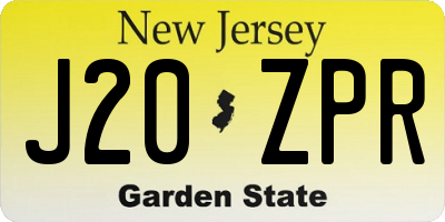 NJ license plate J20ZPR