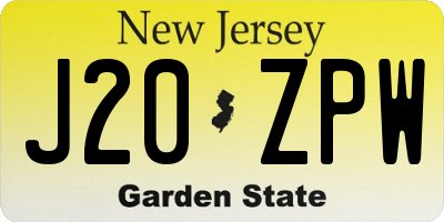 NJ license plate J20ZPW
