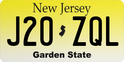 NJ license plate J20ZQL