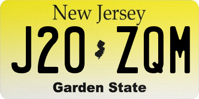 NJ license plate J20ZQM