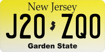 NJ license plate J20ZQO
