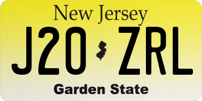 NJ license plate J20ZRL