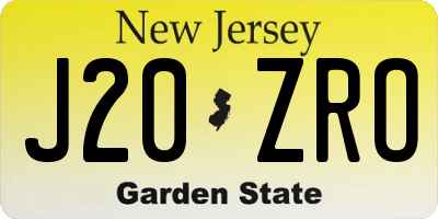 NJ license plate J20ZRO