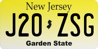 NJ license plate J20ZSG